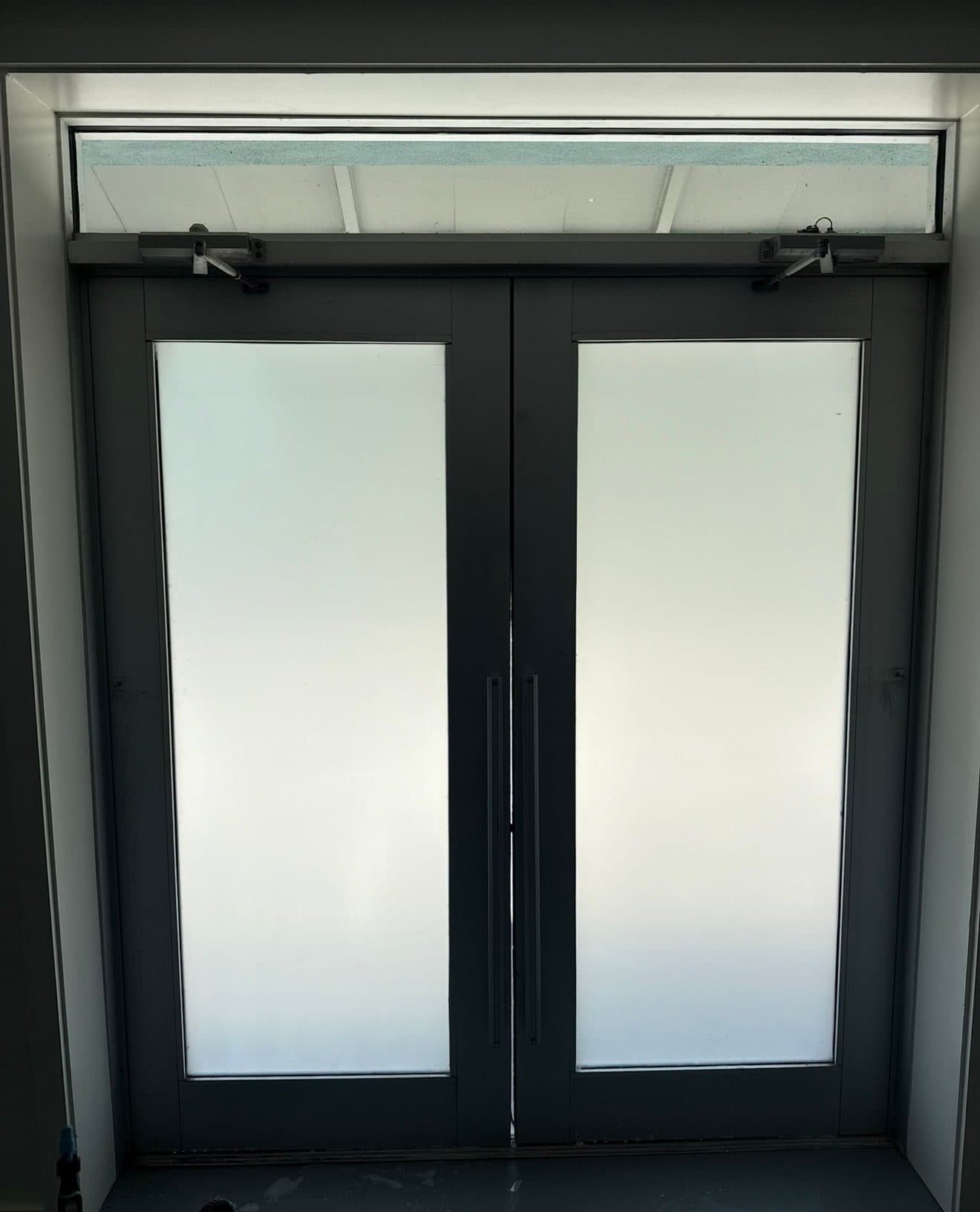 Frosted film on double doors